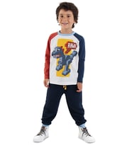 Bricks Dino Erkek Çocuk T-shirt Pantolon Takım (Beyaz)
