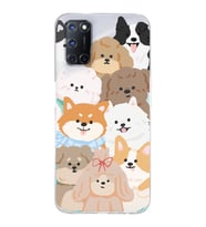 Oppo A52/A72/A92 Uyumlu Sevimli Köpekler Tasarımlı Şeffaf Telefon Kılıfı
