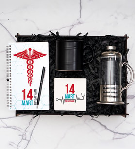 Kupa, Taş Bardak Altı, French Press, Defter, Kalem Hediye Kutusu