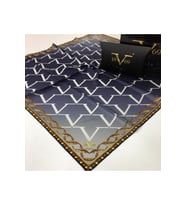 19V69 ITALIA Desen Black Seri Twill Eşarp Eşarp Askısı ile Birlikte 90x90 cm Siy