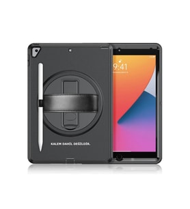 Newface Apple iPad 10.2 (7.nesil) Kılıf Hand Strap Tablet Kılıfı - Siyah