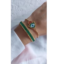 Hamsa Zerafeti Miyuki Bileklik Seti (Yeşil)