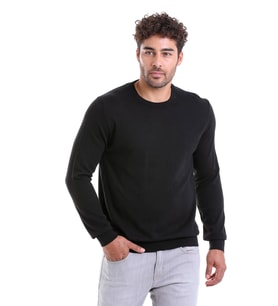 Hatemoğlu Siyah Regular Fit %100 Pamuk Bisiklet Yaka Triko Kazak