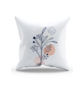 Moud's Çift Tarafı Baskılı Basic Flower-4 Desenli Süet Kırlent Kılıfı