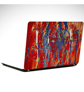 Kırmızı İçinde Mavi Soyut Laptop Sticker 15.6 inch (38X27CM)