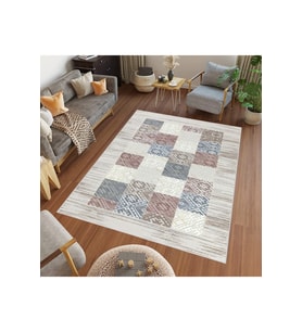 Rovigo Home Dijital Baskı Yıkanabilir Kaymaz Taban Salon Halısı RVG0452 (Krem)