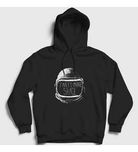 Presmono Unisex Siyah More Space V2 Astronaut Space Astronot Uzay Kapüşonlu Sweatshirt 282741tt