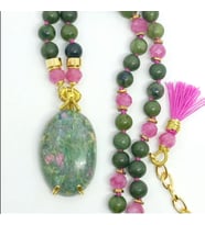 1555 Ruby Fuchsite el yapımı kolye