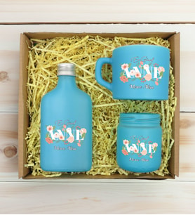 BK Gift Kişiye Özel İsimli DTF Anne Temalı Turkuaz Kahve Fincanı & Kolonya & Mum Hediye Seti-4, Anneye Hediye, Anneler Günü Hediyesi