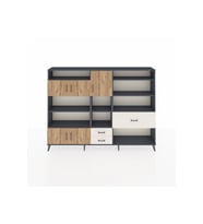 Arges Dolap 13 Raflı 3 Çekmeceli 5 Kapaklı 220x30x163 Antrasit-Çam/Aytaşı