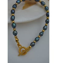 STONEAGE JEWELLERY Siyah Arpa İncili Bileklik