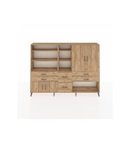Arges Dolap 10 Raflı 6 Çekmeceli 4 Kapaklı 220x30x163 Çam-Çam