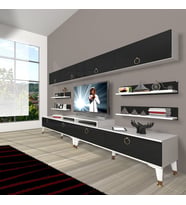 Decoraktiv Ekoflex 360Y Mdf Gold Tv Ünitesi Tv Sehpası - Beyaz Siyah (Siyah - Beyaz)