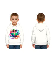 Unisex roblox Baskılı Çocuk Swaetshirt  Baskılı Kapüşonlu 3 İplik Şardonlu (Beyaz)