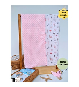Nohut Desenli %100 Pamuklu Çift Katlı Bebek Battaniyesi – 85x85 cm Kız/Erkek Kundak & Mevsimlik Örtü (Pembe)