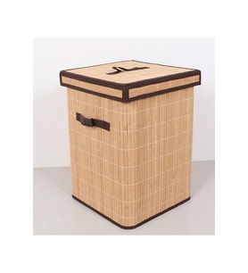Doğal Bambu Çamaşır Sepeti 32x32x45 cm, Şık ve Dayanıklı Tasarım
