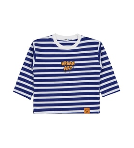 Civil Boys Urban Art Baskılı Çizgili 2-5 Yaş Sweatshirt - Mavi