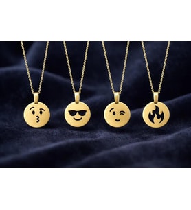 Kişiye Özel Emoji Surat Kolye 925K Gümüş (Gold)