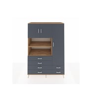 Kronos Dolap 9 Raflı 6 Çekmeceli 3 Kapaklı 132x59x195 Çam-Antrasit/Antrasit