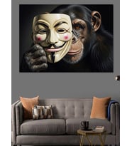 Anonymous Maskeli Maymun Dekoratif Kanvas - Mdf Ahşap Tablo
