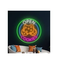 OPEN COOKIES Yazılı ve Şekilli Neon Tabela