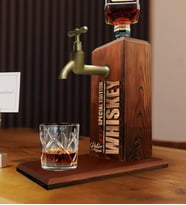 BK Gift Kişiye Özel Kabartma İsim Tasarımlı Musluklu Ahşap İçki Standı-4