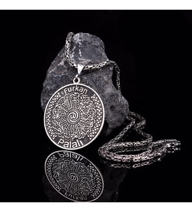 KİŞİYE ÖZEL AYETEL KÜRSİ YAZILI KRAL ZİNCİR MADALYON KOLYE (Gri)