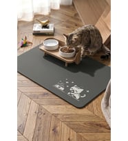 MAtGo Pati Mama Çeken Kedi Gri Renk Beslenme Matı Kaymaz Sıvı Geçirmez Kedi Köpek Mama Paspası 50x70