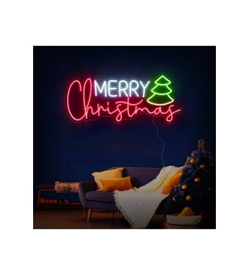 MERRY Christmas Yazılı ve Şekilli Neon Tabela