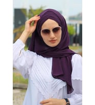 Üc Bandlı Hazır Sal Mürdüm - Özel Tasarım- Yeni Model Tesettür Giyim