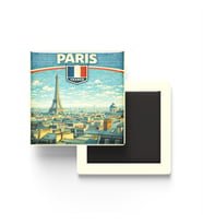 Retro Fransa Paris Şehri Temalı Vintage Buzdolap Magneti – 9x9 cm