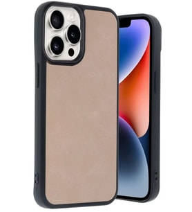 iPhone 14 Pro Max Kılıf Aras Deri Kapak - Pudra