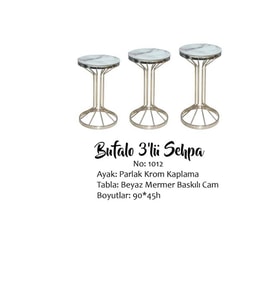 Brc zigon 13380 Bufalo Model Beyaz Mermer Temper cam Metal GÜMŞ Renk Ayak El yapı (Gümüş)