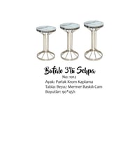 Brc zigon 13380 Bufalo Model Beyaz Mermer Temper cam Metal GÜMŞ Renk Ayak El yapı (Gümüş)