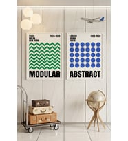 Minimalist Geometrik 2'li Ahşap Çerçeveli Tablo Seti