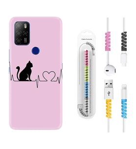 Omix X300 X500 X400 X600 X700 Kılıf Kablo Koruma Spiral Silikon Pink Cat Heart 1303