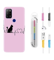 Omix X300 X500 X400 X600 X700 Kılıf Kablo Koruma Spiral Silikon Pink Cat Heart 1303
