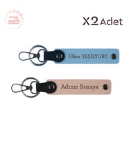 Mezuniyete Anlamlı Hediye, İsim & Soyisim Yazılı 2’li Anahtarlık Seti, Yavru Ağzı-Gök Mavi