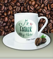 Kişiye Özel My Father My Hero Tasarımlı Beyaz Kahve Fincanı