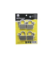 TUDOR TD-MS4 MASTER 4PCS JOKER ANAHTARLI=TEK ANAHTARLA 4 KİLİT AÇ  60MM - GRİ KISA KANCALI ÇELİK ASMA KİLİT (5343)