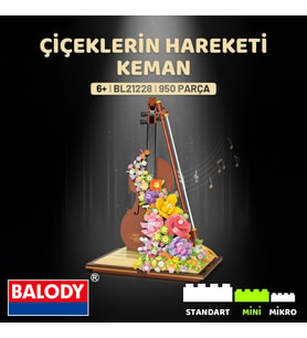 Balody Çiçeklerin Hareketi Keman (BL21228) – Mini Blok Yapı Oyuncakları Seti (Kahverengi)