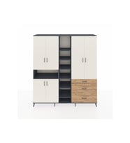 Hyperion Dolap 13 Raflı 3 Çekmeceli 6 Kapaklı 220x44x243 Antrasit-Aytaşı/Çam