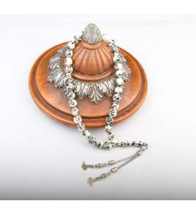 Küre Kesim 10x10 mm Beyrut Kehribarı Alpaka Püsküllü Tesbih
