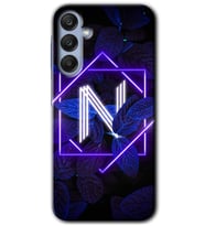 Galaxy A55 Kılıf HD Desen Baskılı Kılıf - Dark Neon Yaprak N Harfi