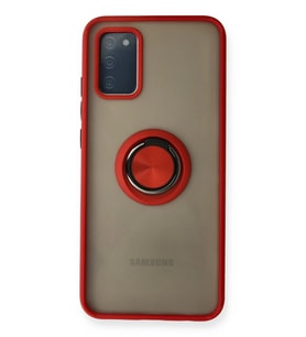 Northcity Samsung Galaxy A02S Uyumlu Kılıf Montreal Yüzüklü Silikon Kapak - Kırmızı