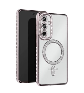 Samsung Galaxy S25 Kılıf Joke Simli Magneticsafe Kılıf - Gümüş