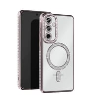 Samsung Galaxy S25 Kılıf Joke Simli Magneticsafe Kılıf - Gümüş