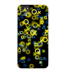 Huawei Y5 p  Kamera korumalı Kapak Semboller Tasarımlı  Şeffaf Kılıf