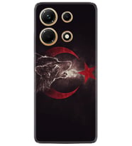 Infınix Note 30 Kılıf Resimli Desenli Baskılı Silikon Kurt ve Ay Yıldız 1403
