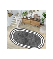 Eliana Home Baskılı, Yıkanabilir Kaymaz Taban Oval Halı LNA7256-HT575 100x150 cm (Gri)